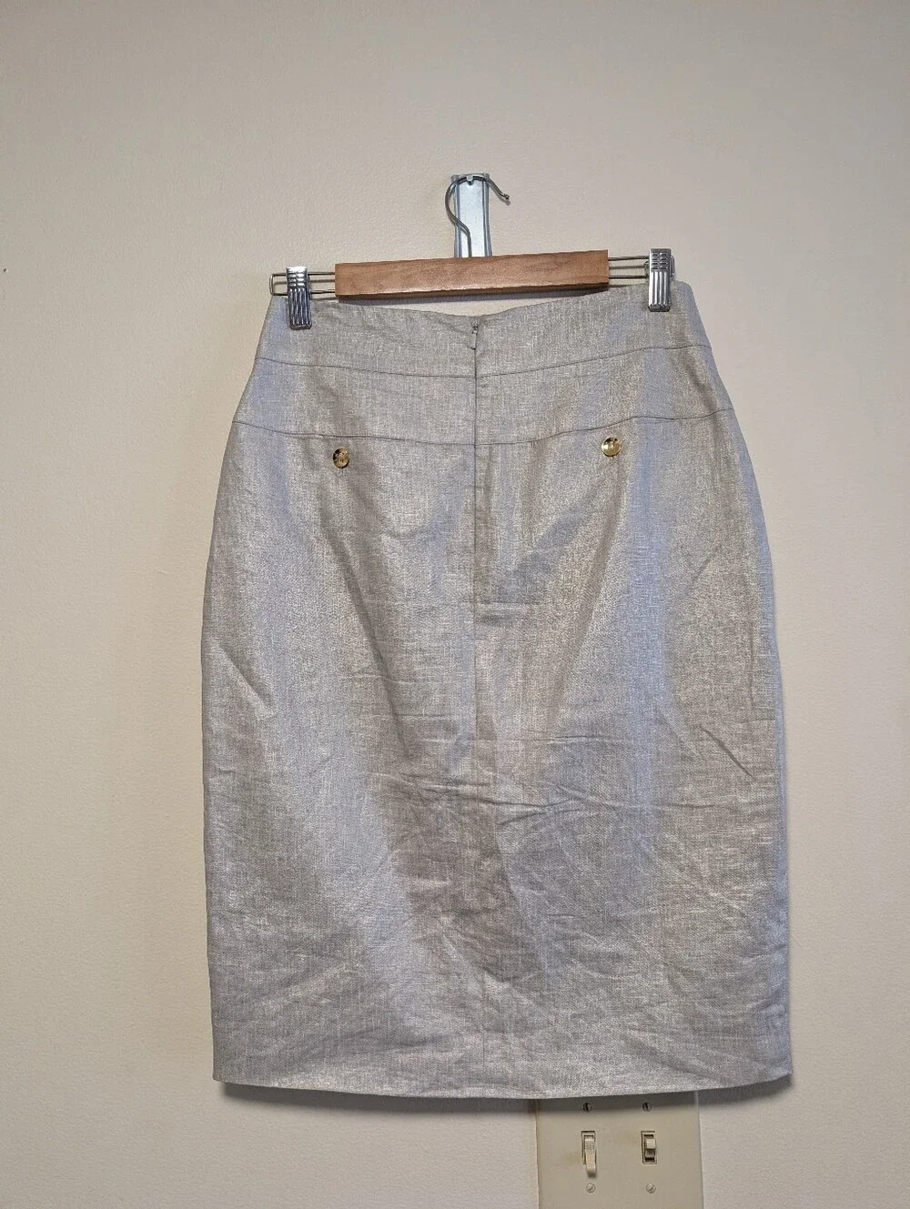 Robert Rodriguez 100% Linen Pencil Skirt Size 4 Neutral Beige With Shimmer